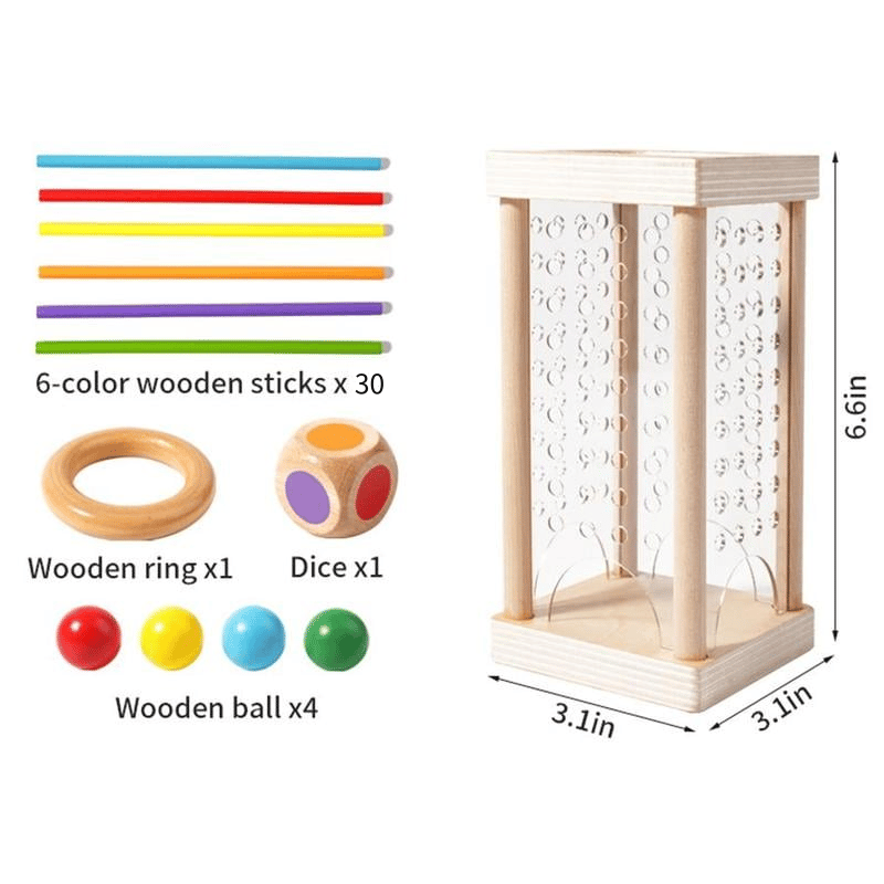 Wondrous Wooden Peg Game | Cognitive Development Toy for Kids, Mixed Color Sticks 7