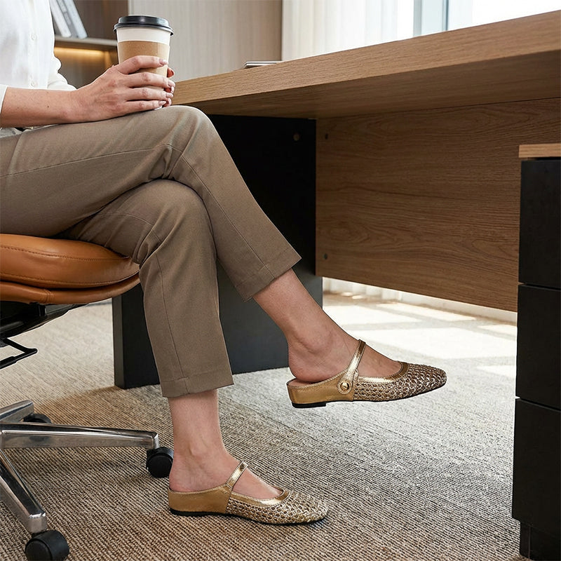 Woven Mary Jane Mules | Breathable Mesh, Comfortable Fit 5